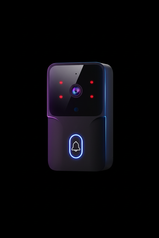 Black smart WiFi video doorbell - accurate proportions